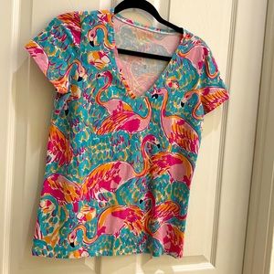Lilly Pulitzer Michelle Tee with Flamingos